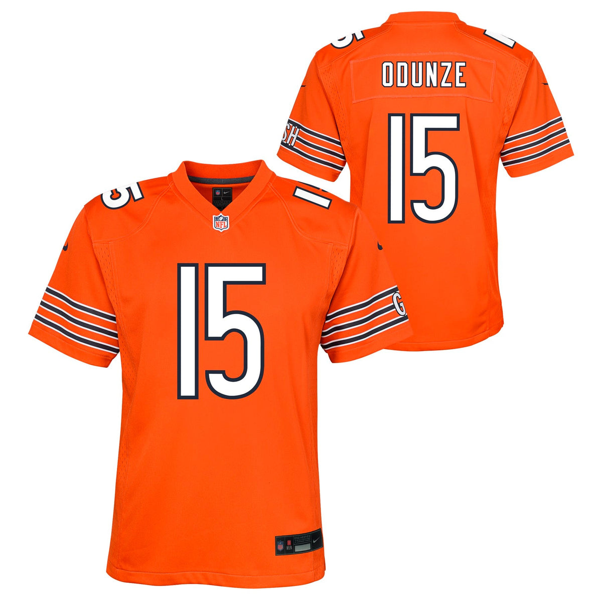 Youth Rome Odunze Chicago Bears Nike Orange Alternate Replica Game Jersey product image 1, provided for visual reference and