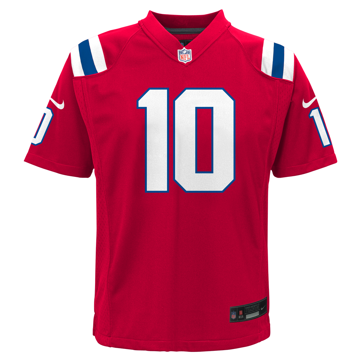 Youth Drake Maye New England Patriots Nike Red Alternate Jersey product image 3, provided for visual reference and product