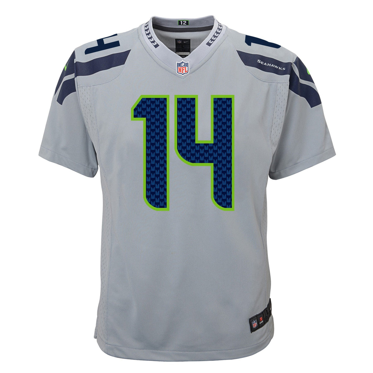 Youth DK Metcalf Seattle Seahawks Nike Wolf Gray Alternate Game Jersey product image 2, provided for visual reference and