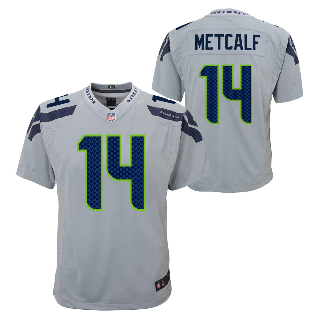 Youth DK Metcalf Seattle Seahawks Nike Wolf Gray Alternate Game Jersey product image 1, provided for visual reference and