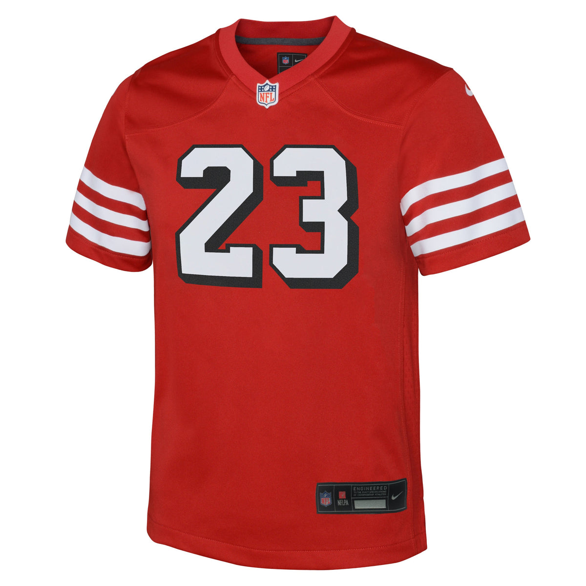 Youth Christian McCaffrey San Francisco 49ers Alternate Nike Scarlet Game Jersey product image 2, provided for visual