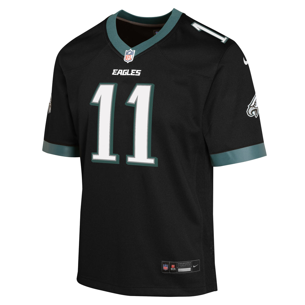 Youth AJ Brown Philadelphia Eagles Black Alternate Nike Game Jersey product image 2, provided for visual reference and