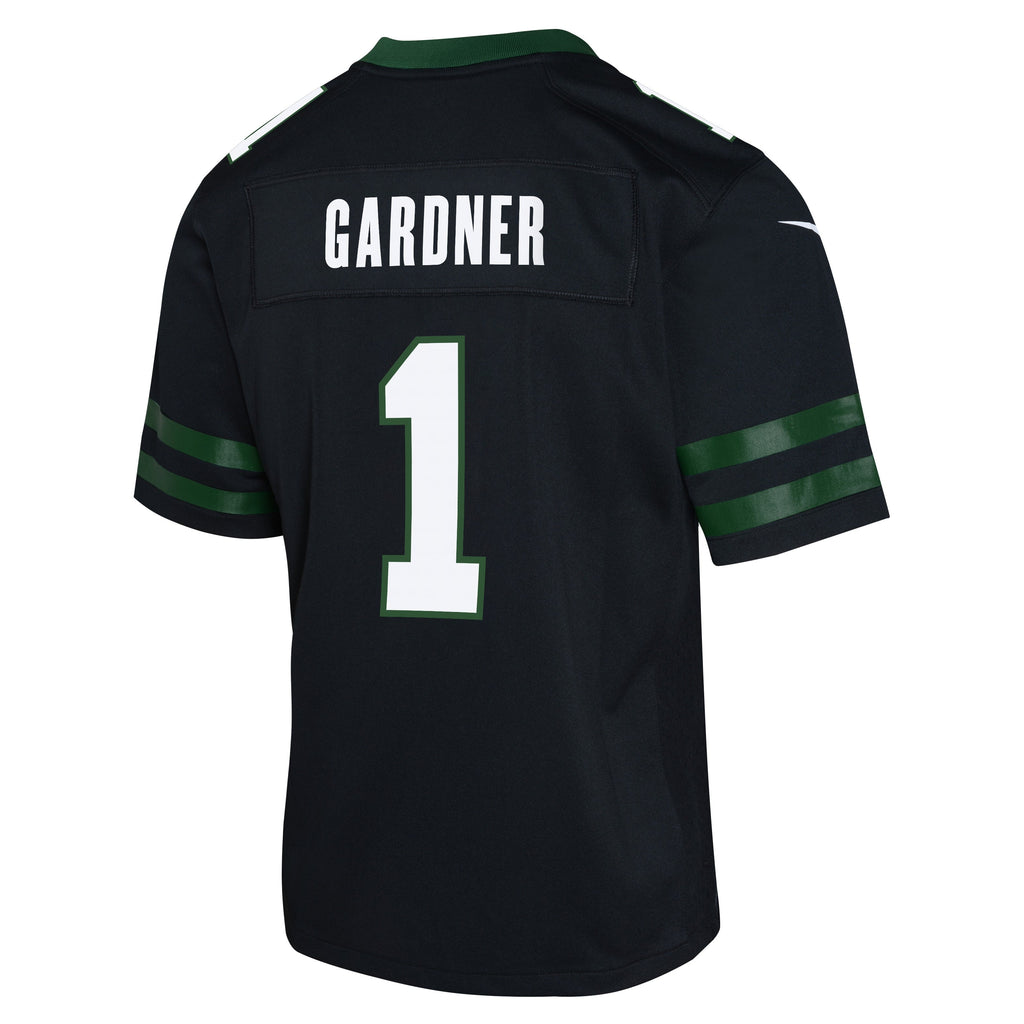 Youth Sauce Gardner New York Jets Nike Black Game Replica Jersey product image 3, provided for visual reference and product