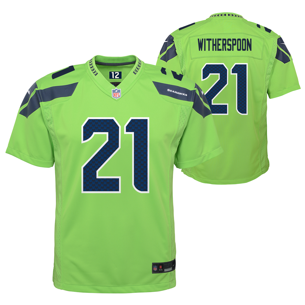 Youth Nike Devon Witherspoon Action Green Seattle Seahawks Game Jersey product image 1, provided for visual reference and