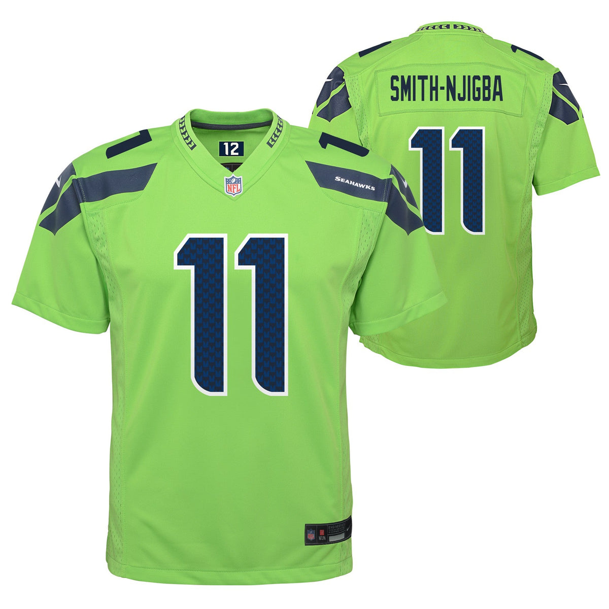 Youth Nike Jaxon Smith-Njigba Action Green Seattle Seahawks Game Jersey product image 1, provided for visual reference and