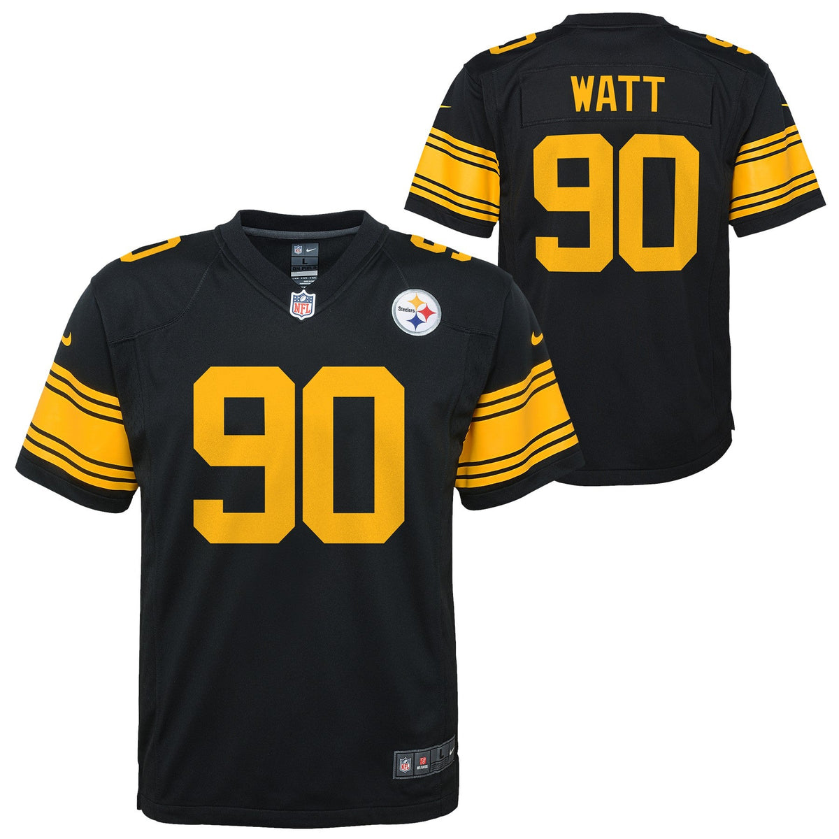 Youth T.J. Watt Pittsburgh Steelers Nike Alternate Black Game Jersey product image 1, provided for visual reference and