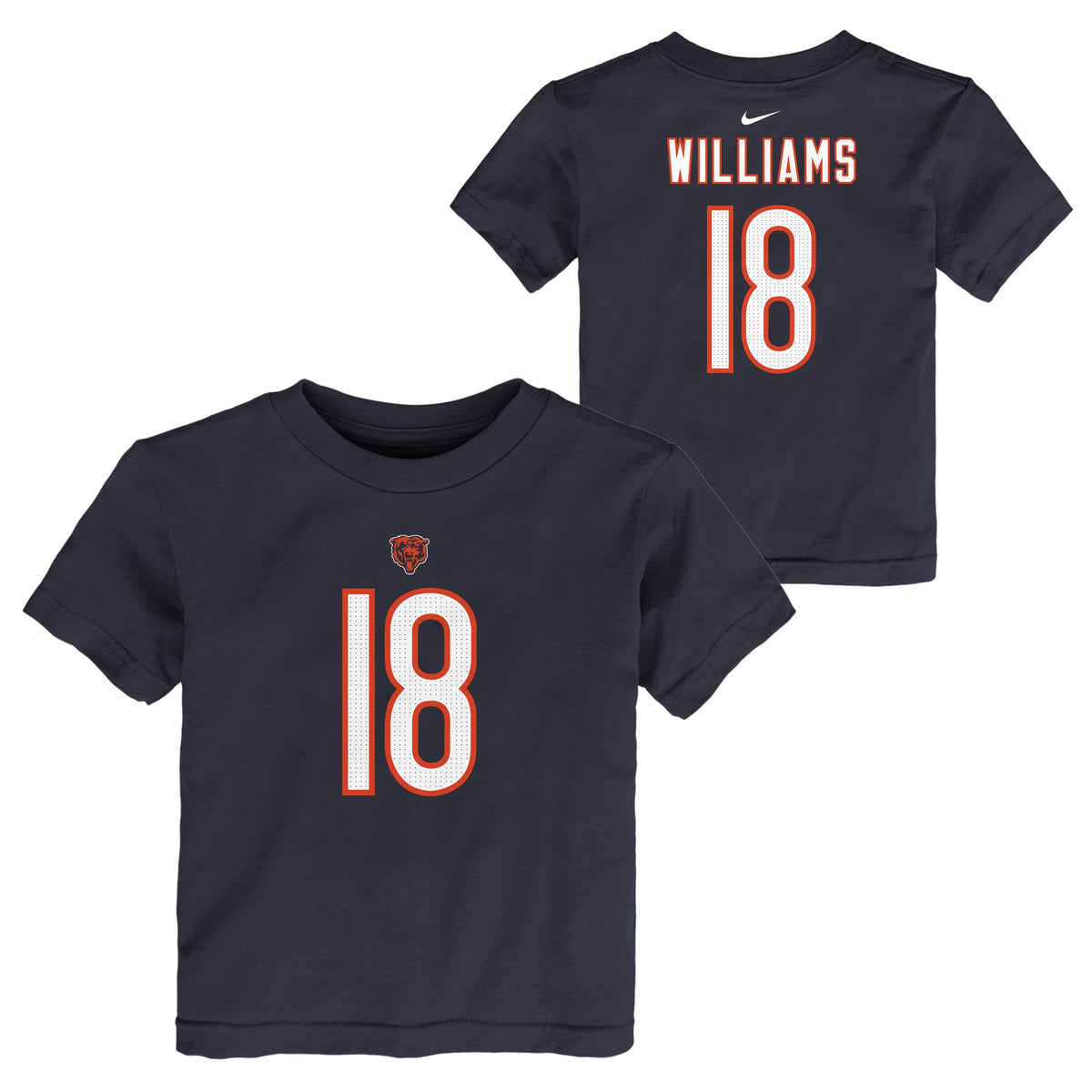 Kids Caleb Williams Chicago Bears Nike Navy Child FUSE Name & Number T-Shirt product image 1, provided for visual reference
