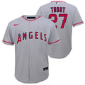 Youth Los Angeles Angels Mike Trout Nike Gray Road Replica Player Jersey product image 1, provided for visual reference and