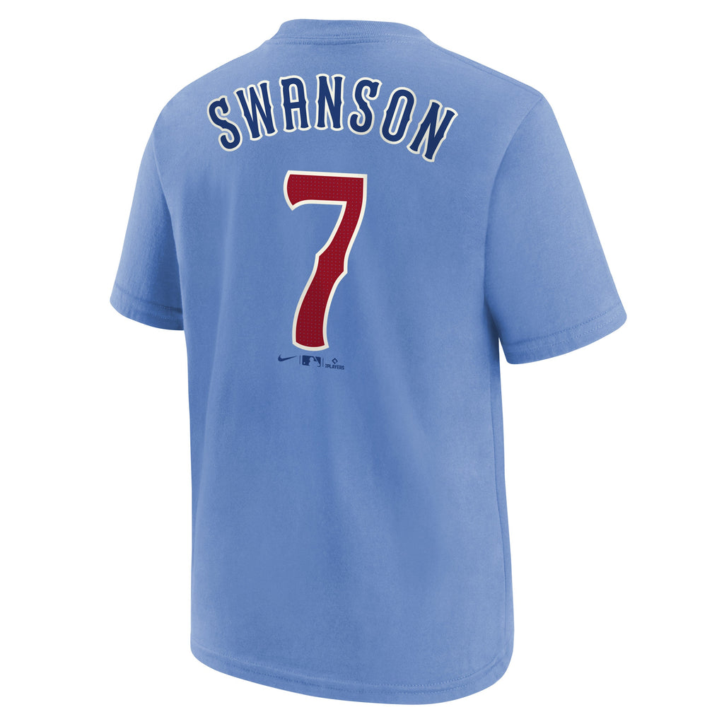 Youth Chicago Cubs Dansby Swanson Blues Alternate Nike Name And Number T-Shirt product image 3, provided for visual