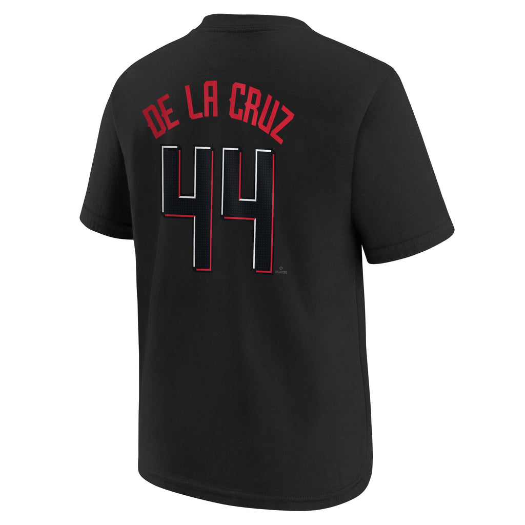 Youth Elly De La Cruz Cincinnati Reds City Connect Black Nike Name And Number T-Shirt product image 3, provided for visual