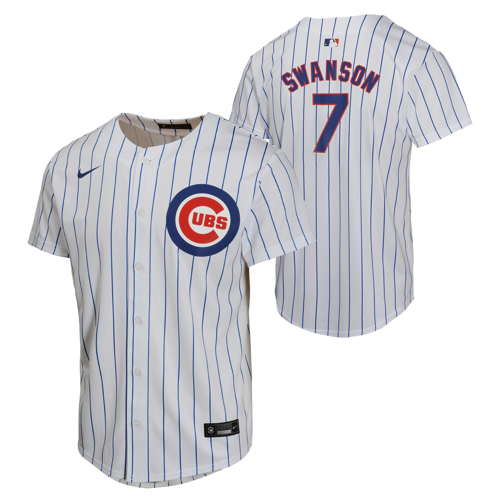 Youth Dansby Swanson Chicago Cubs NIKE White Home Game Replica Jersey product image 1, provided for visual reference and