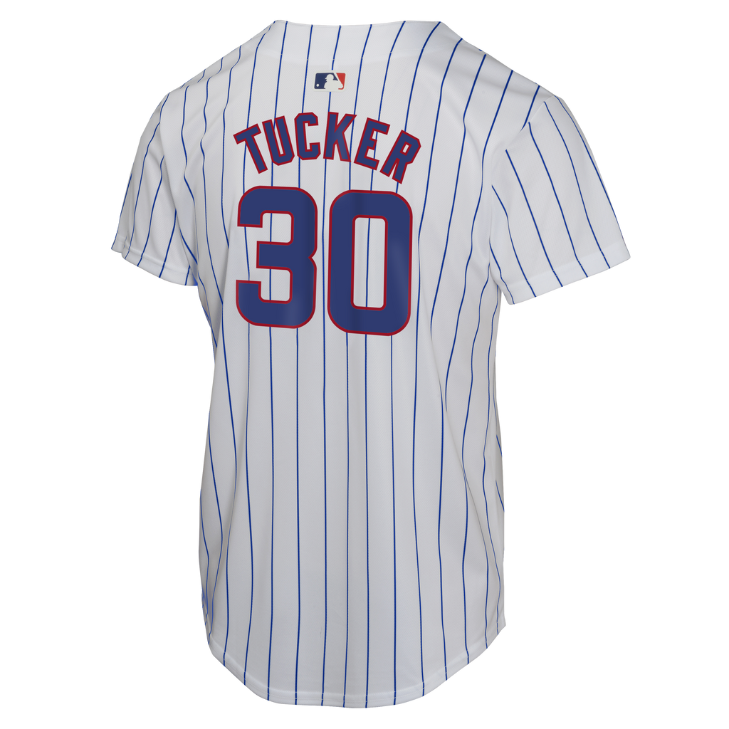 NIKE Youth Kyle Tucker Chicago Cubs White Home Replica Sublimated Twill Jersey product image 2, provided for visual