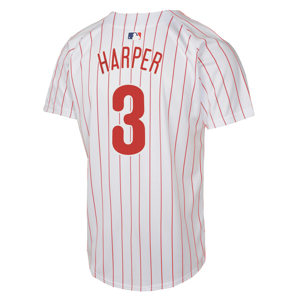 Youth Bryce Harper Philadelphia Phillies NIKE White Home Game Replica Jersey product image 3, provided for visual reference