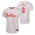 Youth Bryce Harper Philadelphia Phillies NIKE White Home Game Replica Jersey product image 1, provided for visual reference