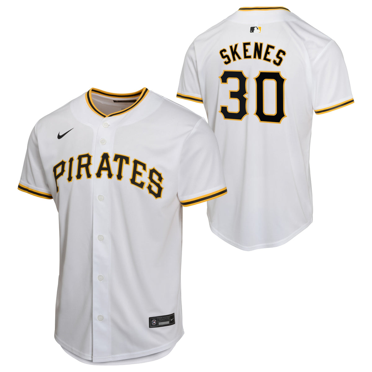 NIKE Youth Paul Skenes Pittsburgh Pirates White Home Replica Game Jersey product image 1, provided for visual reference and