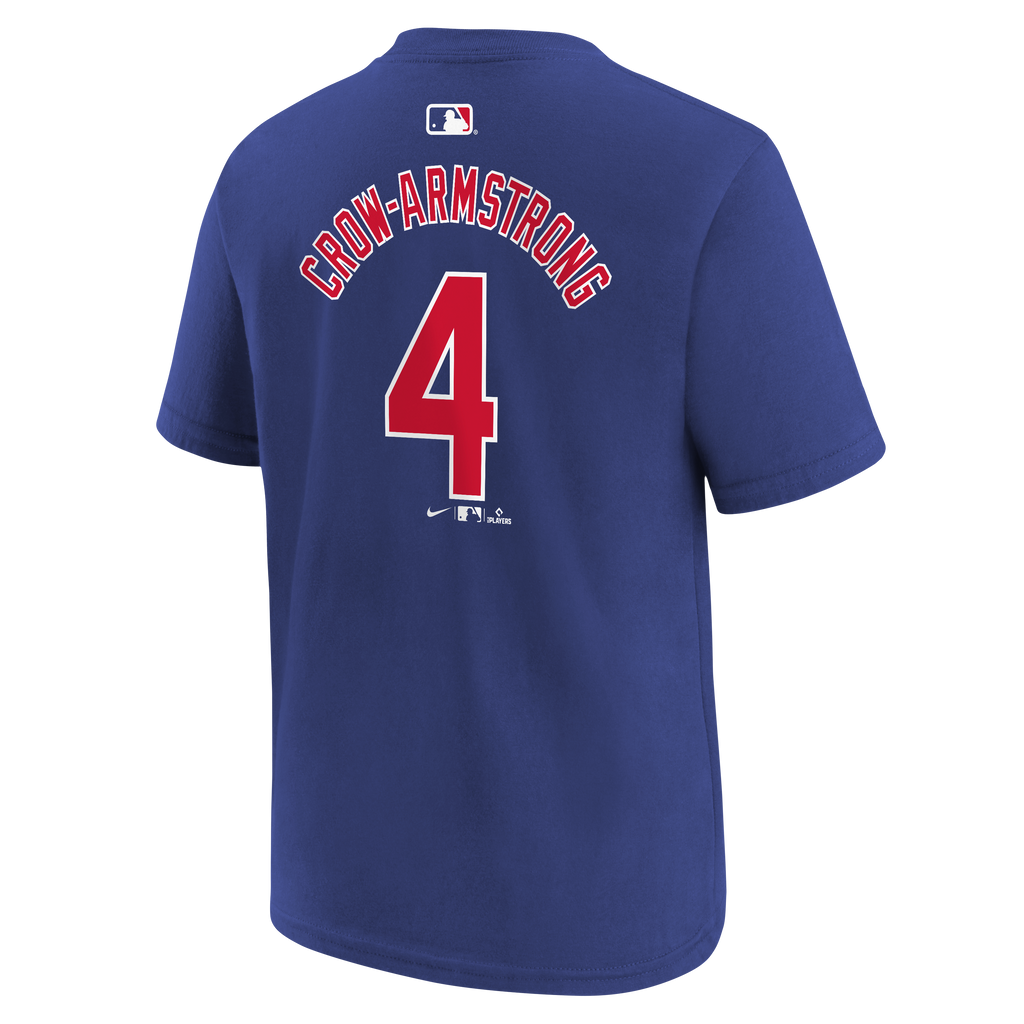 Youth Chicago Pete Crow-Armstrong Royal Blue Nike Name And Number T-Shirt product image 2, provided for visual reference and