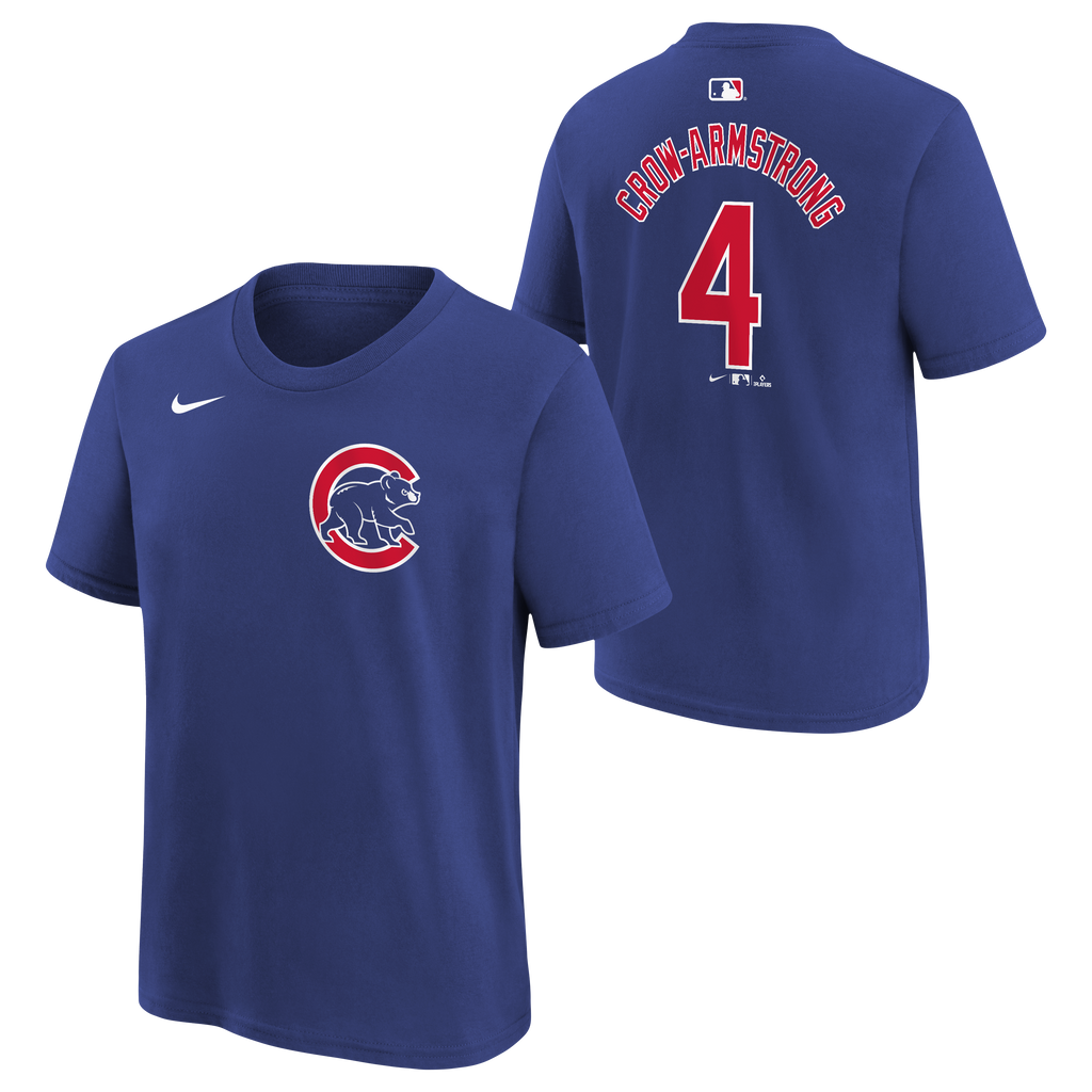 Youth Chicago Pete Crow-Armstrong Royal Blue Nike Name And Number T-Shirt product image 1, provided for visual reference and