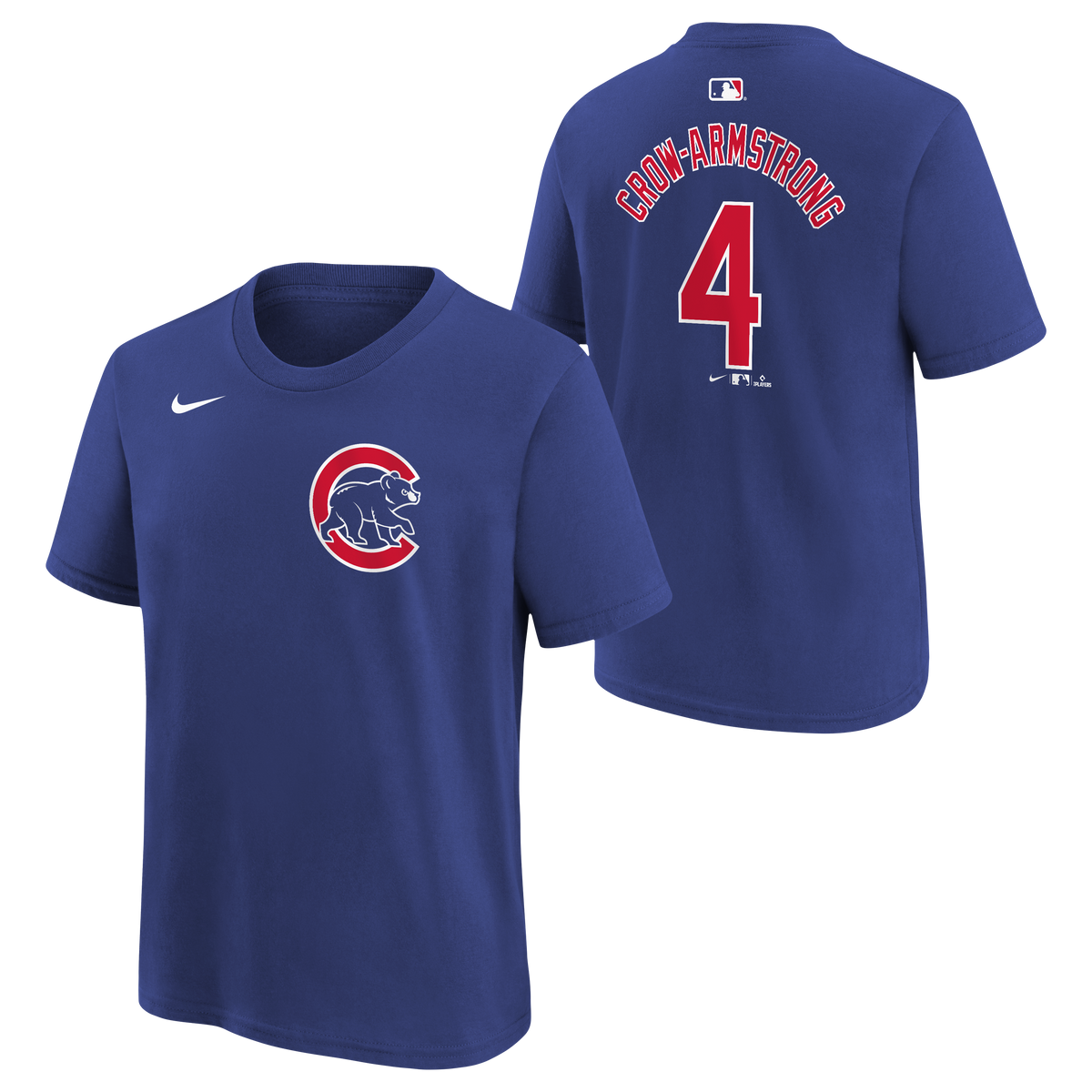 Youth Chicago Pete Crow-Armstrong Royal Blue Nike Name And Number T-Shirt product image 1, provided for visual reference and