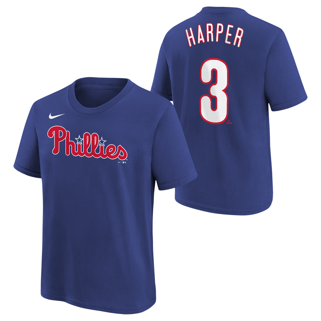 Youth Bryce Harper Nike Royal Blue FUSE Player Name & Number T-Shirt product image 5, provided for visual reference and