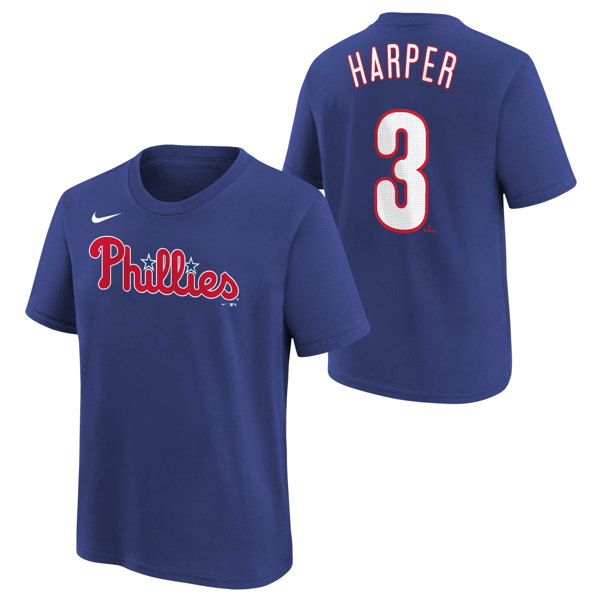 Youth Bryce Harper Nike Royal Blue FUSE Player Name & Number T-Shirt product image 5, provided for visual reference and