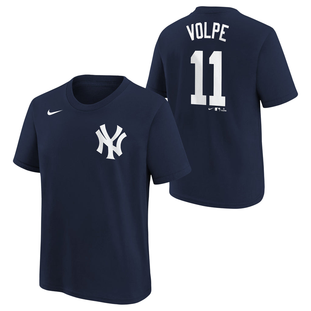 Youth Anthony Volpe New York Yankees Navy Nike Name And Number T-Shirt product image 1, provided for visual reference and
