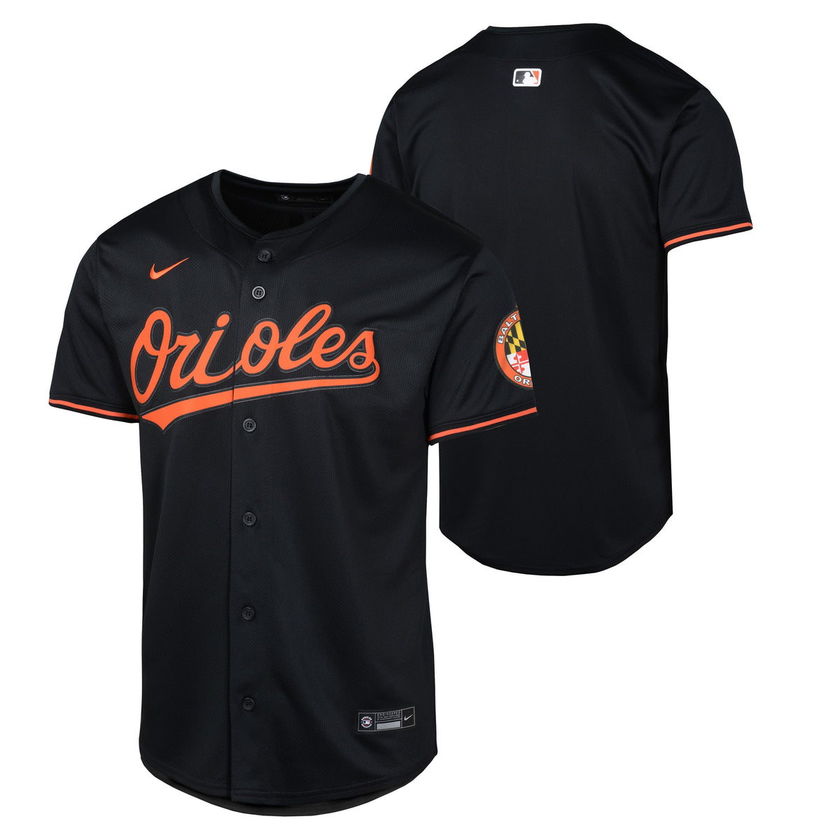 Youth Baltimore Orioles NIKE Black Alternate Limited Blank Replica Jersey product image 1, provided for visual reference and