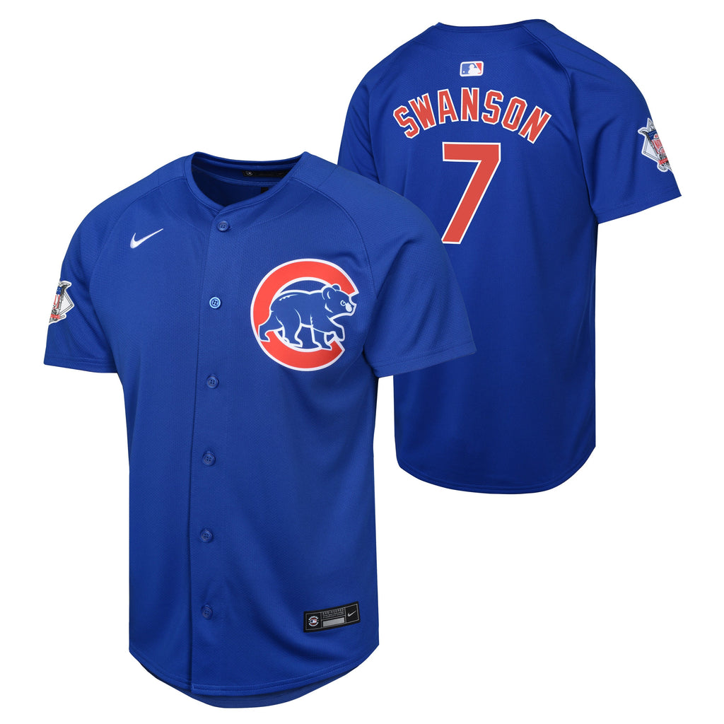 Youth Dansby Swanson Chicago Cubs NIKE Blue Alternate Limited Replica Jersey product image 1, provided for visual reference