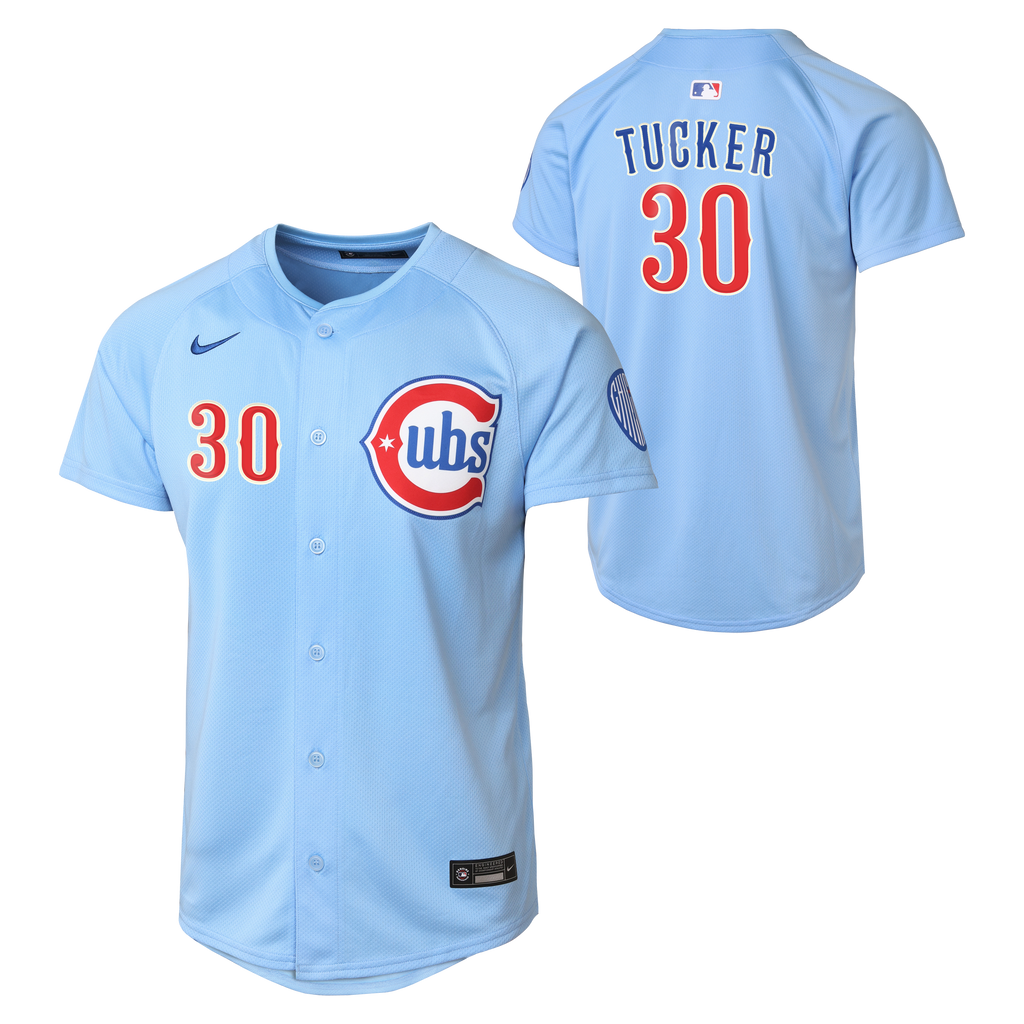 NIKE Youth Chicago Cubs Kyle Tucker Light Blue 2nd Alternate Limited Replica Jersey product image 1, provided for visual