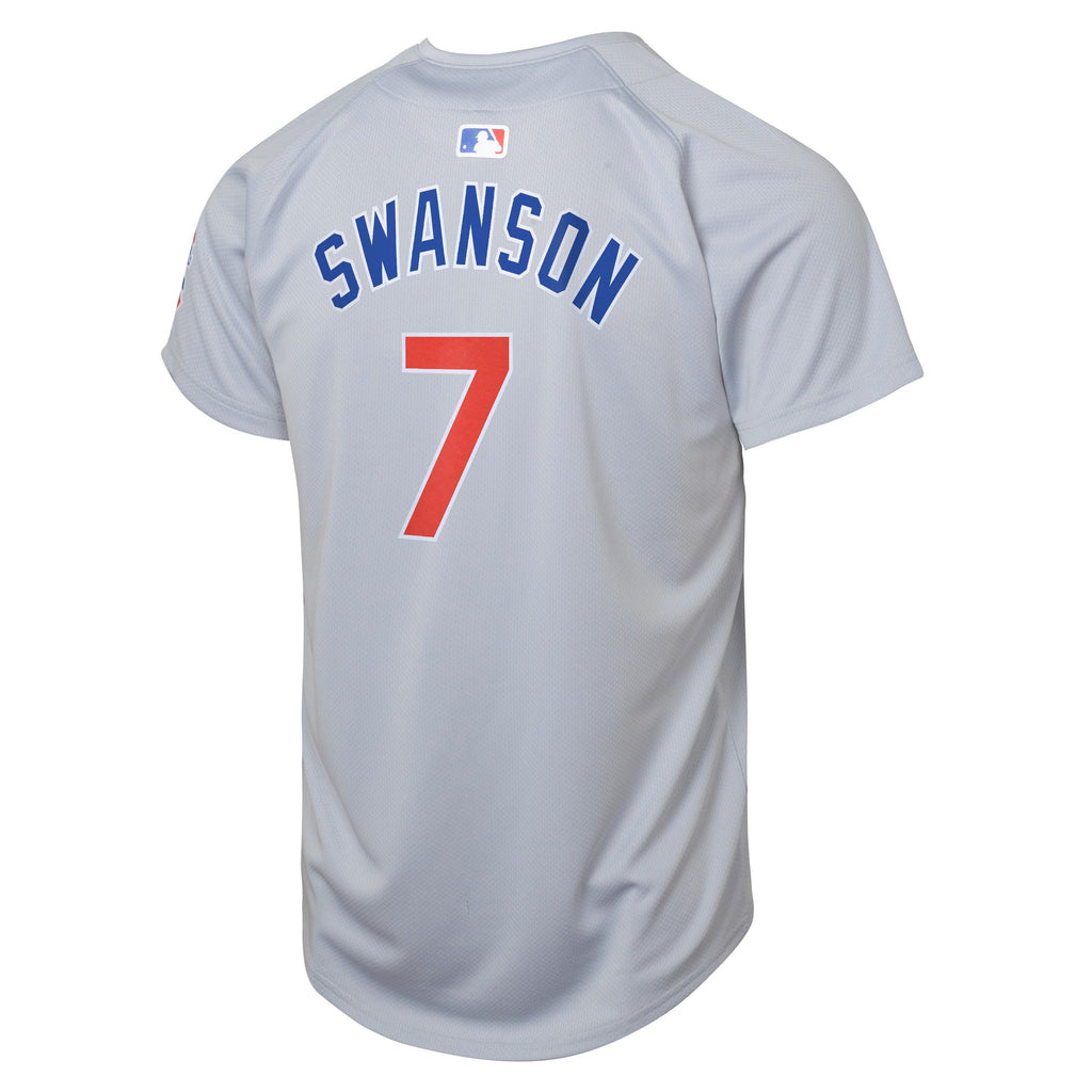 Youth Dansby Swanson Chicago Cubs NIKE Gray Road Limited Replica Jersey product image 3, provided for visual reference and