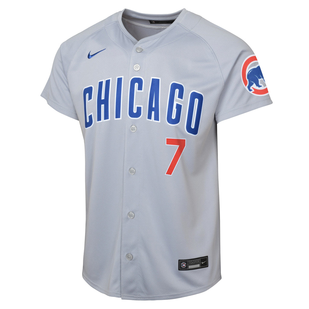 Youth Dansby Swanson Chicago Cubs NIKE Gray Road Limited Replica Jersey product image 2, provided for visual reference and