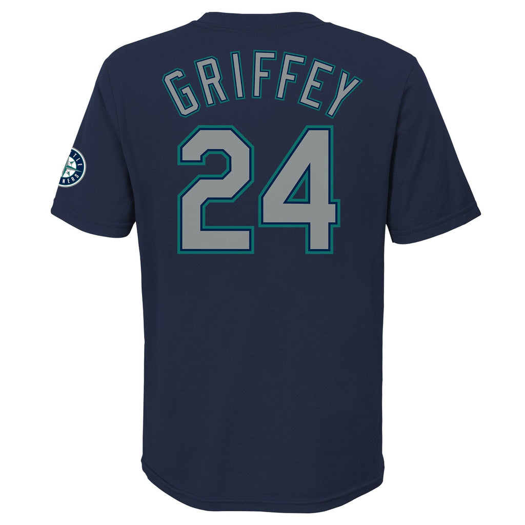 Youth Seattle Mariners Ken Griffey Jr. Nike Navy Blue Home Name & Number T-Shirt product image 3, provided for visual