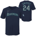 Youth Seattle Mariners Ken Griffey Jr. Nike Navy Blue Home Name & Number T-Shirt product image 1, provided for visual