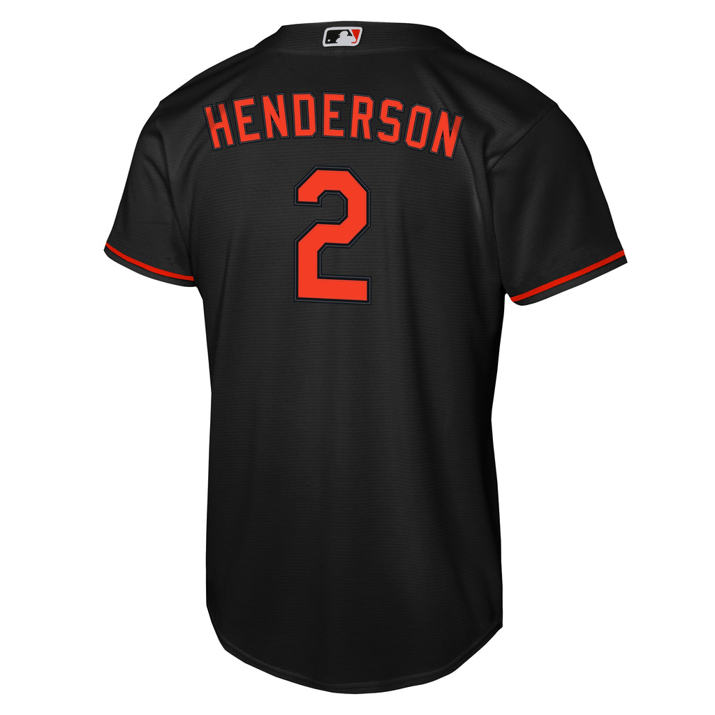NIKE Youth Baltimore Orioles Gunnar Henderson Black Alternate Replica Jersey product image 3, provided for visual reference