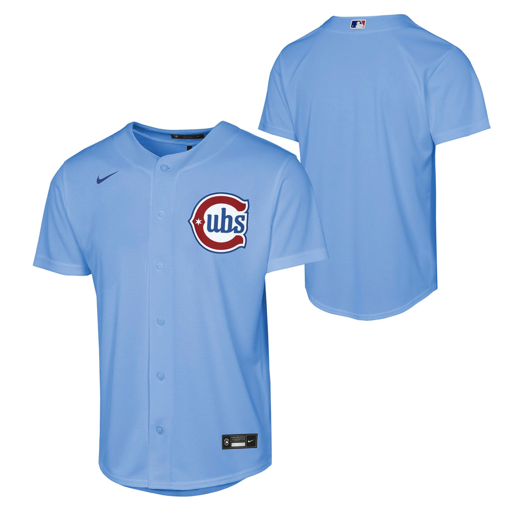Youth Chicago Cubs Baby Blue Blues Alternate 2 Nike Replica Jersey product image 1, provided for visual reference and