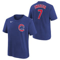 Youth Chicago Cubs Dansby Swanson Nike Royal Blue Name & Number T-Shirt product image 1, provided for visual reference and