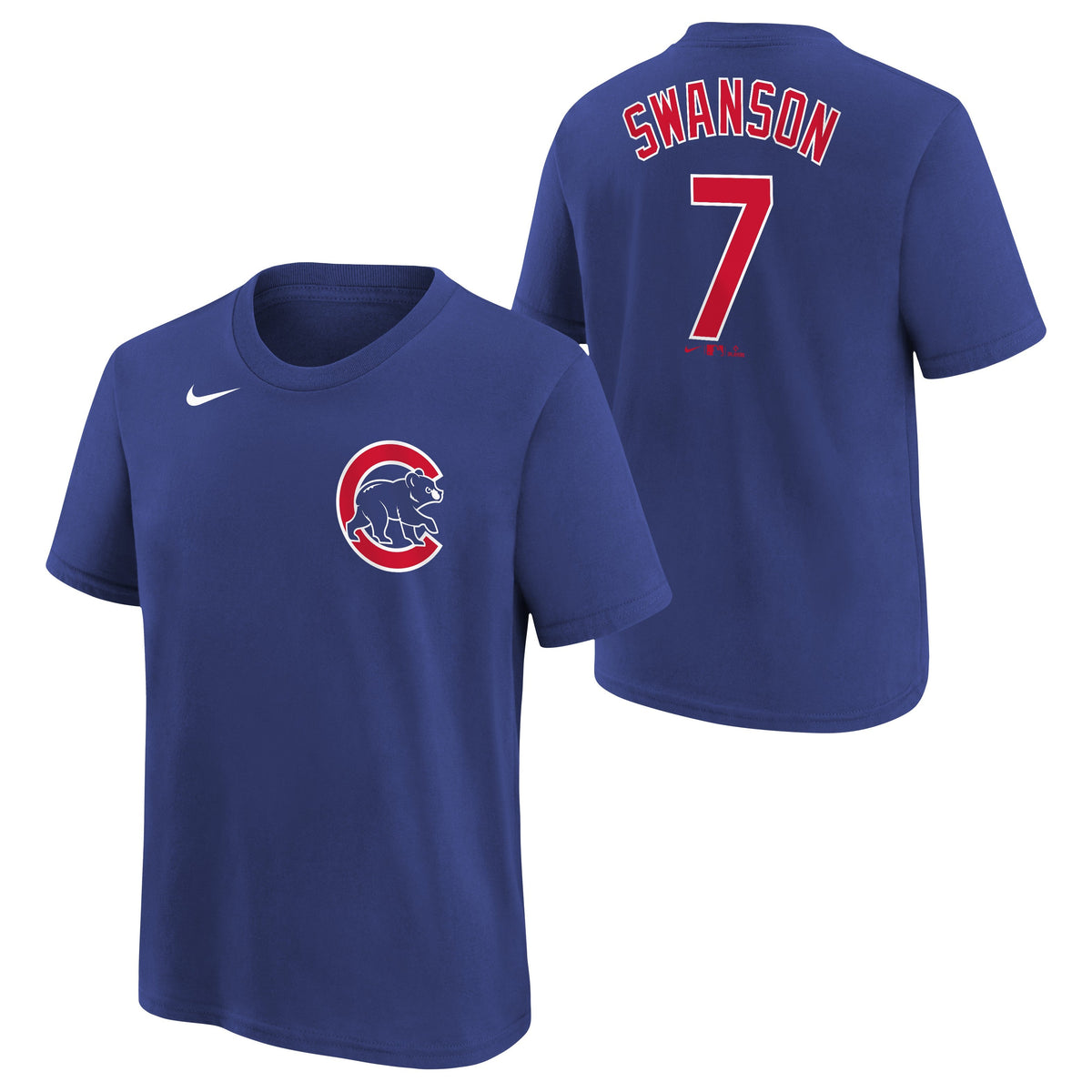 Youth Chicago Cubs Dansby Swanson Nike Royal Blue Name & Number T-Shirt product image 1, provided for visual reference and