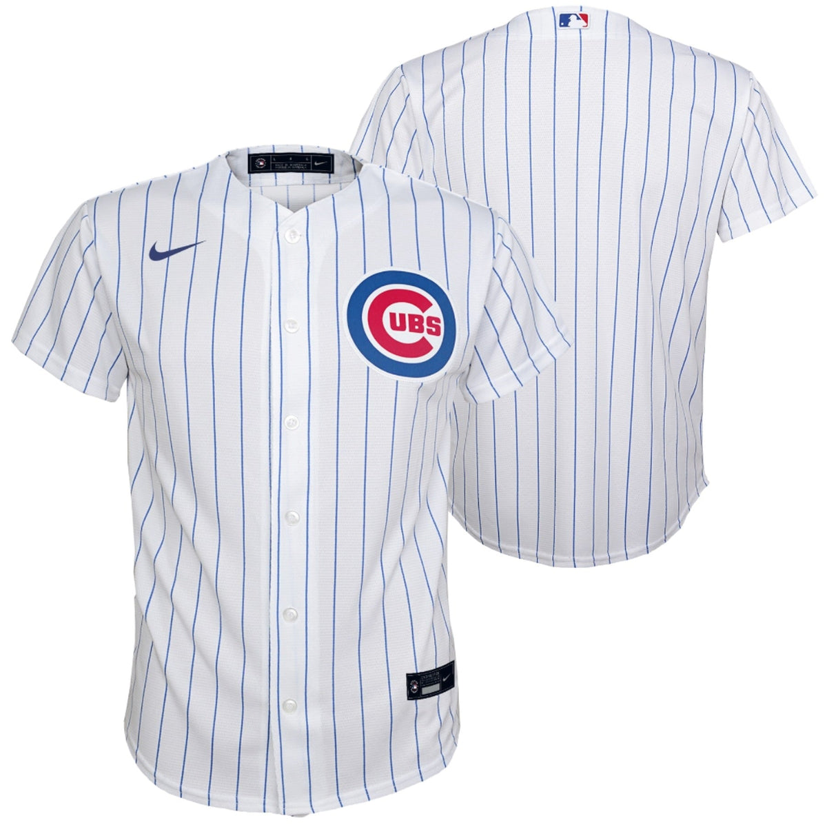 Youth Chicago Cubs White Home New Baseline Blank Nike Replica Jersey product image 1, provided for visual reference and