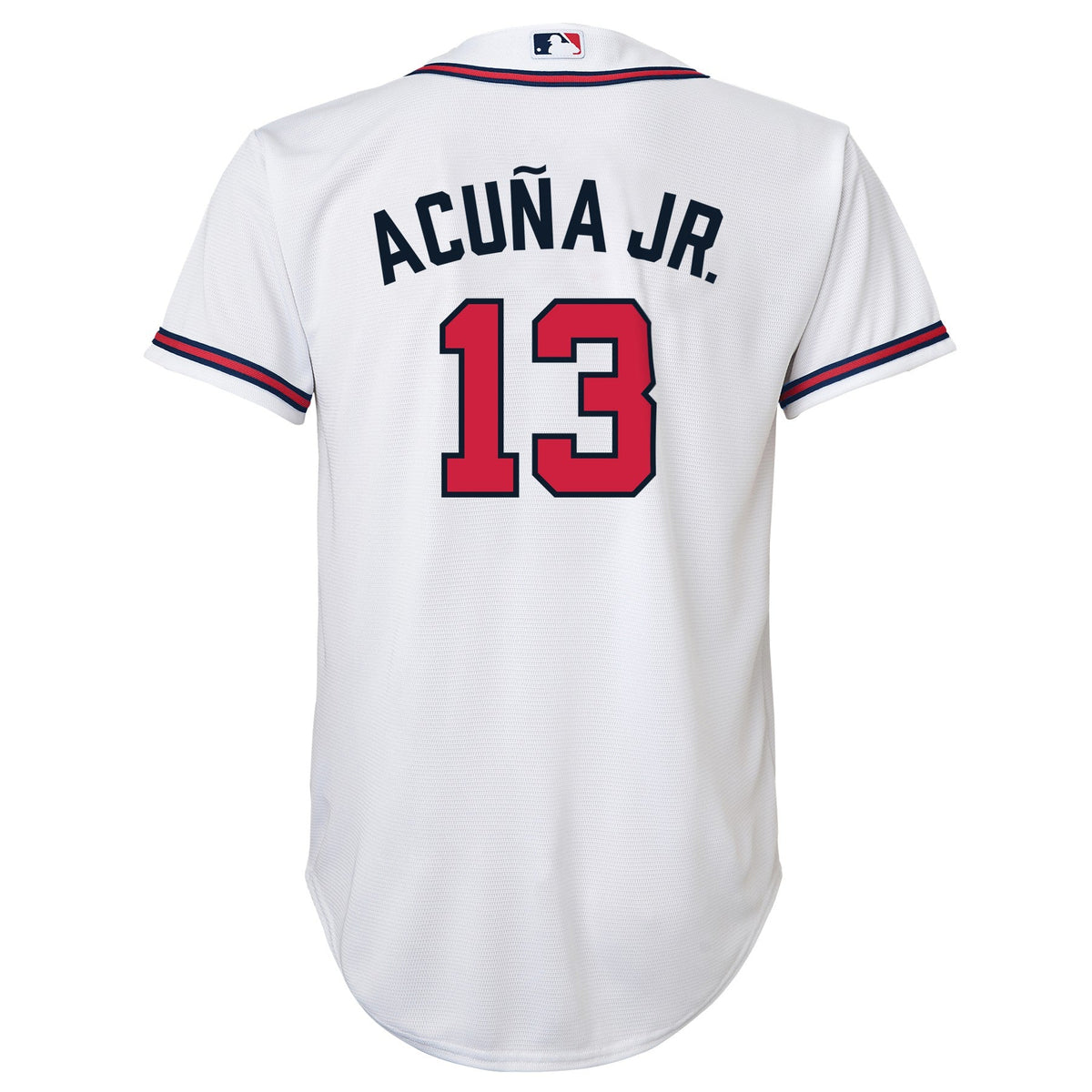 Youth Ronald Acuna Jr. Atlanta Braves White Home Replica NIKE Screen Print Jersey product image 3, provided for visual
