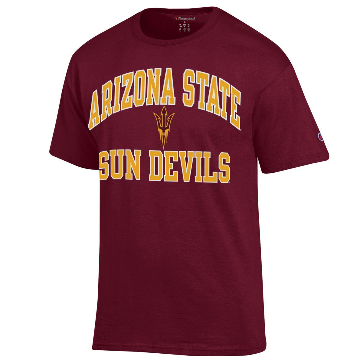 Arizona State Sun Devils Maroon Champion Arch Logo T-Shirt for Men product image 1, provided for visual reference and