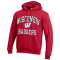 Wisconsin Badgers Scarlet Champion Powerblend Fleece Pullover Hoodie for Men product image 1, provided for visual reference