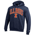 Illinois Fighting Illini Navy Champion Powerblend Fleece Pullover Hoodie for Men product image 1, provided for visual
