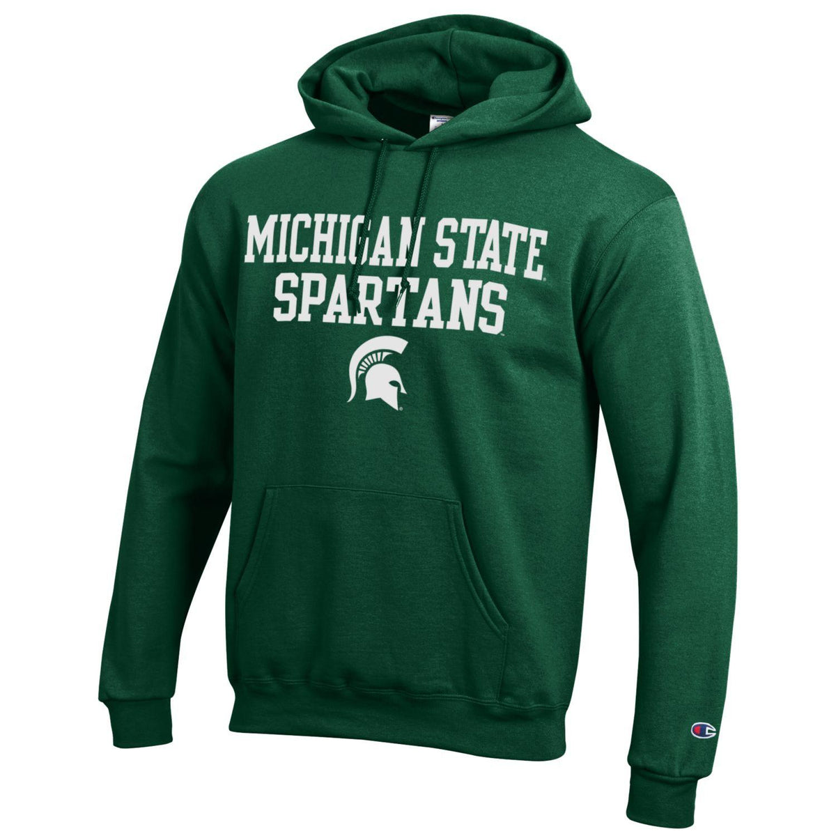 Michigan State Spartans Green Champion Powerblend Fleece Pullover Hoodie for Men product image 1, provided for visual