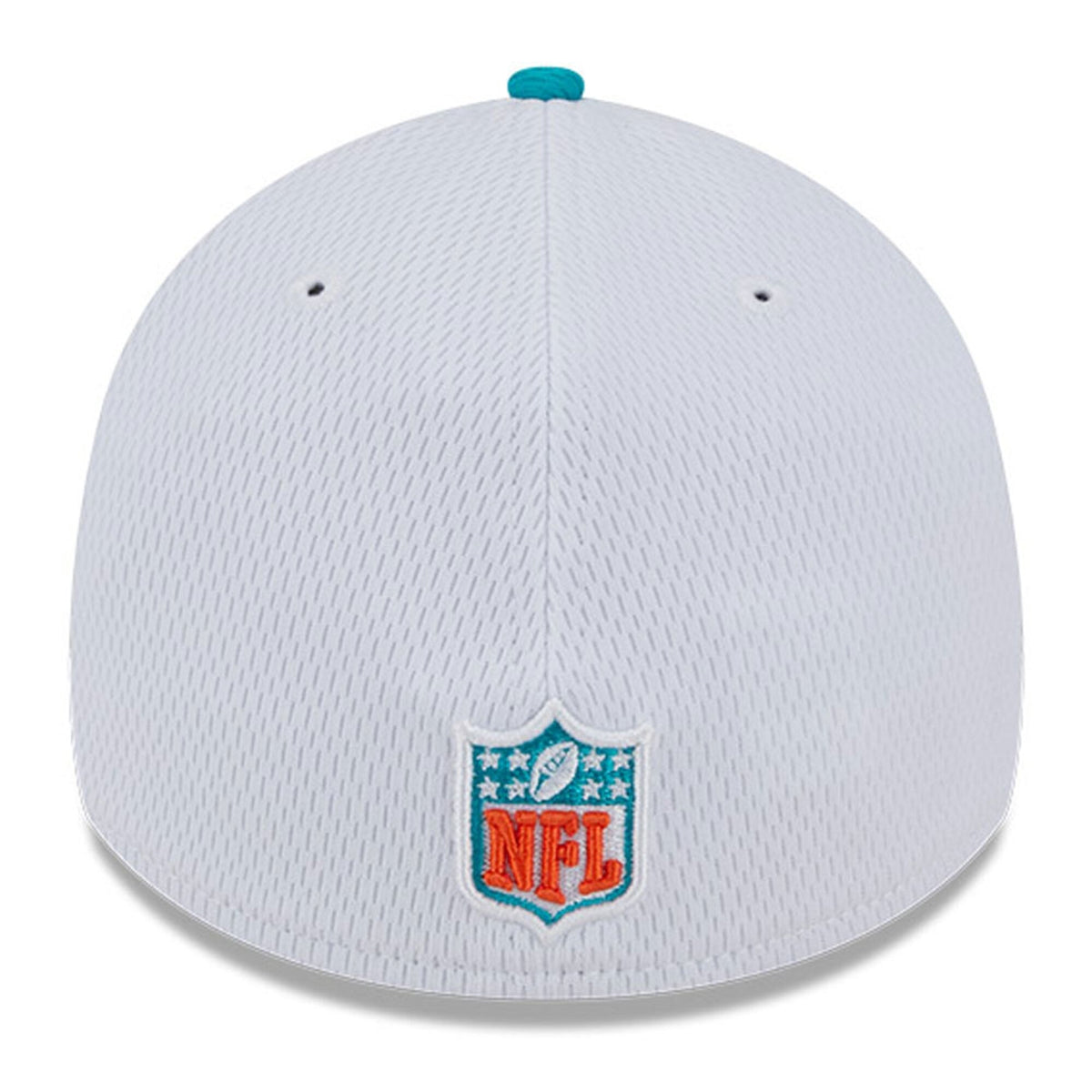 Miami Dolphins Primary Logo New Era White/Aqua 2023 Sideline 39THIRTY Flex Hat for Men product image 4, provided for visual