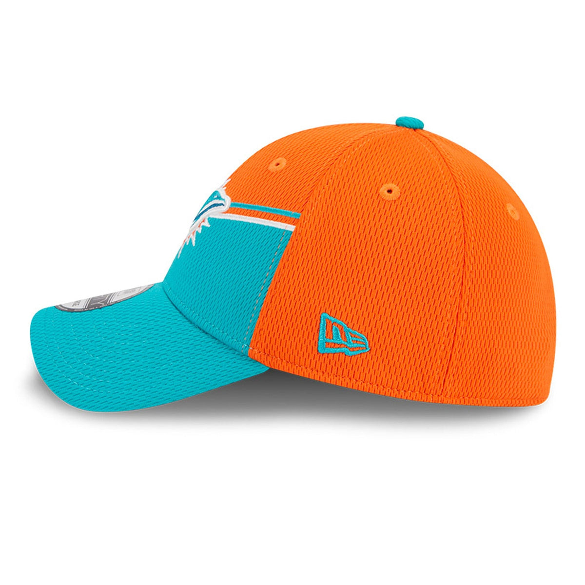 Miami Dolphins Primary Logo New Era Orange/Aqua 2023 Sideline 39THIRTY Flex Hat for Men product image 5, provided for visual
