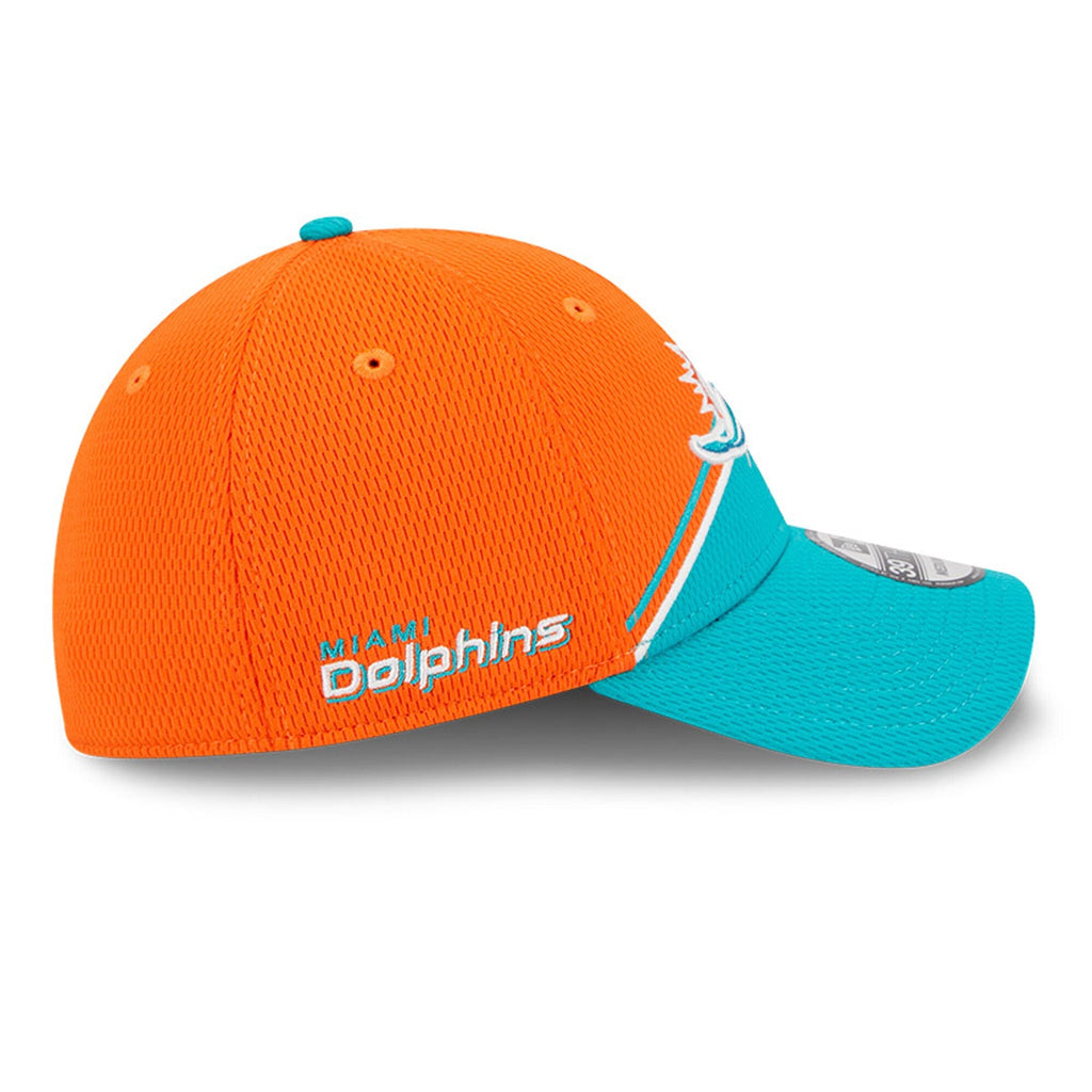 Miami Dolphins Primary Logo New Era Orange/Aqua 2023 Sideline 39THIRTY Flex Hat for Men product image 6, provided for visual