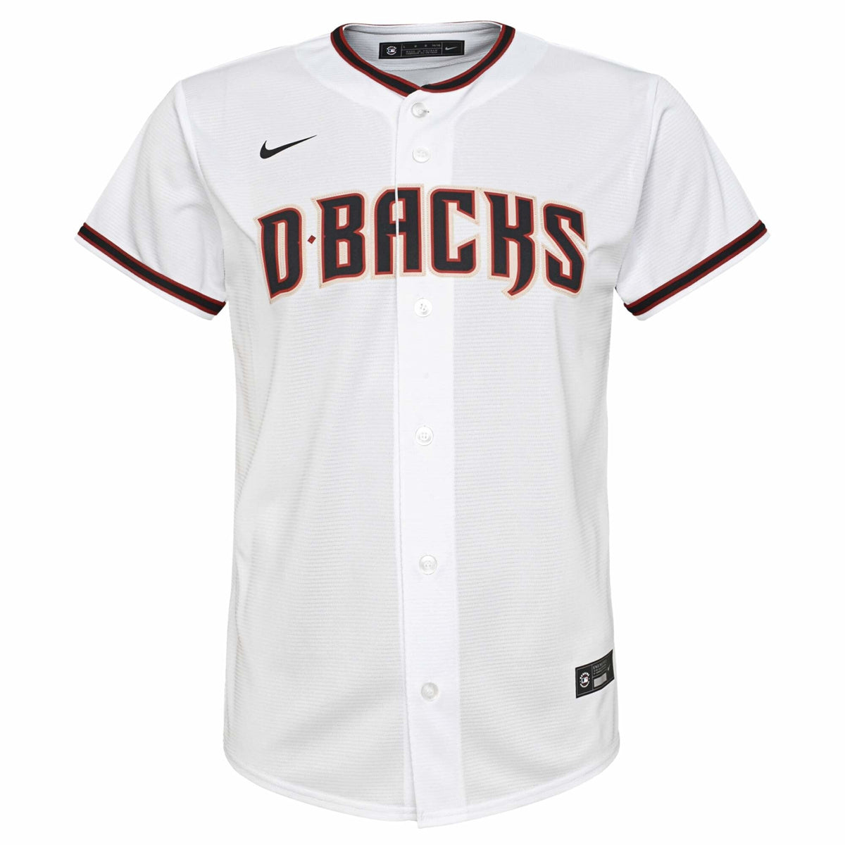 Youth Nike Arizona Diamondbacks Home White Replica Jersey product image 2, provided for visual reference and product detail