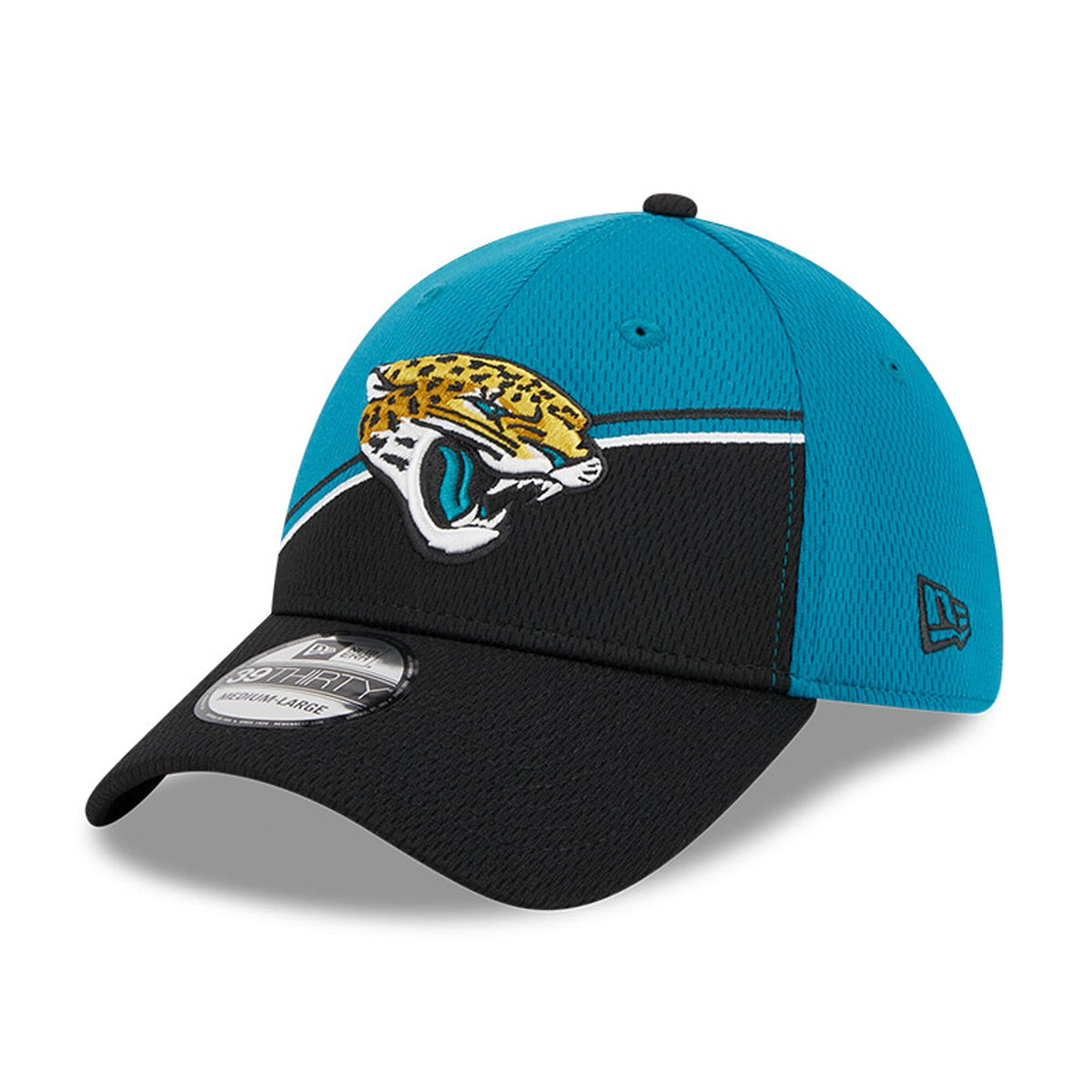 Jacksonville Jaguars New Era Teal/Black 2023 Sideline 39THIRTY Flex Hat for Men product image 3, provided for visual