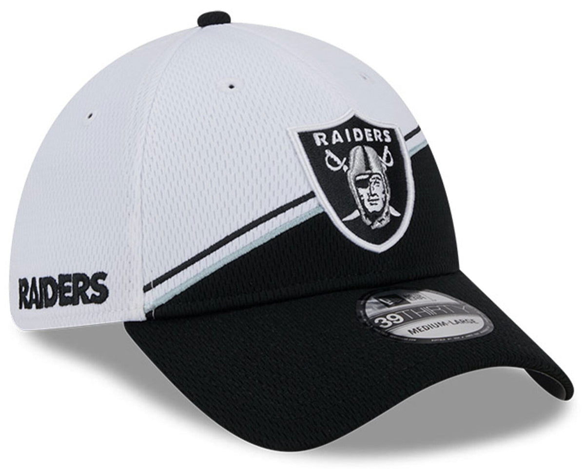 Las Vegas Raiders Primary Logo New Era White/Black 2023 Sideline 39THIRTY Flex Hat for Men product image 1, provided for