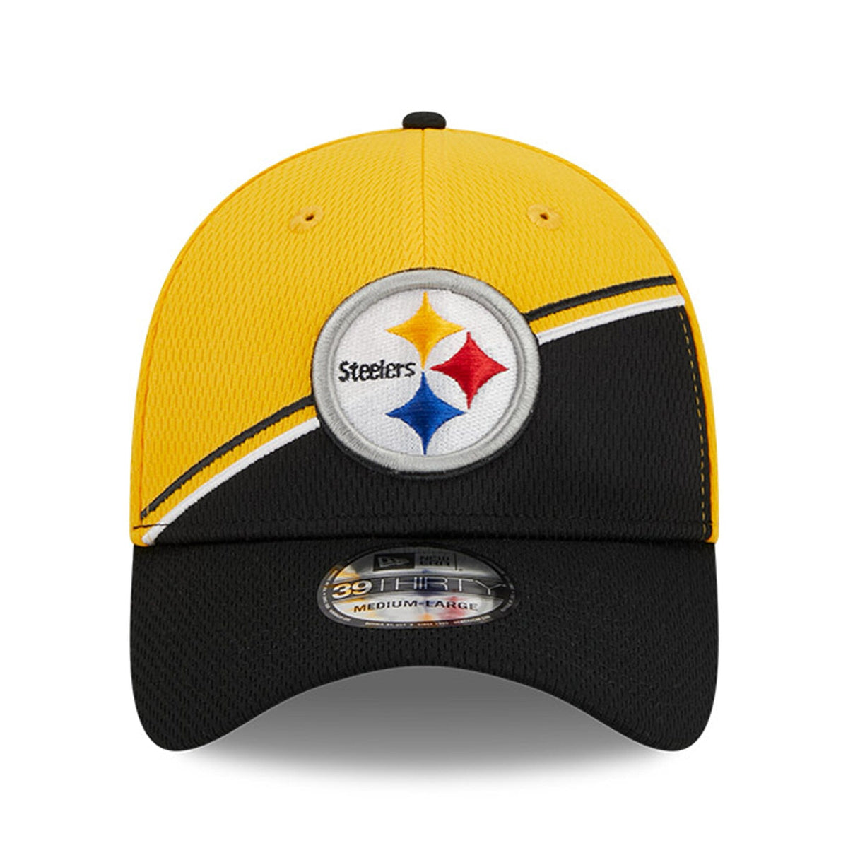 Pittsburgh Steelers Primary Logo New Era Yellow/Black 2023 Sideline 39THIRTY Flex Hat for Men product image 3, provided for