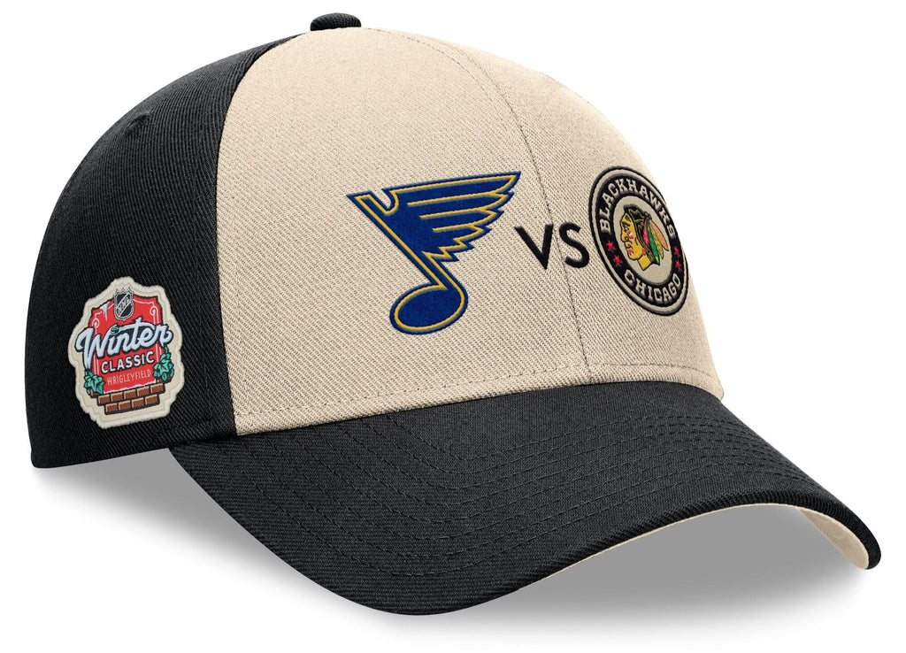 St. Louis Blues vs. Chicago Blackhawks Fanatics Cream/Black 2025 NHL Winter Classic Matchup Adjustable Hat for Men product